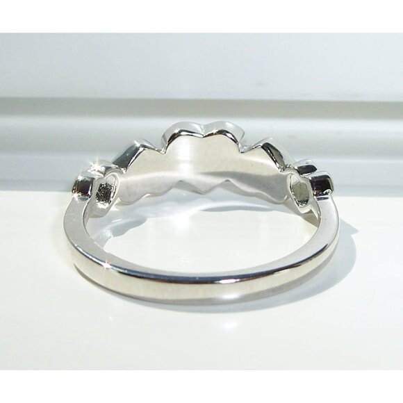 925 STERLING SILVER Lab Created Blue Lavender Fire Opal Hears Ring - Picture 8 of 14